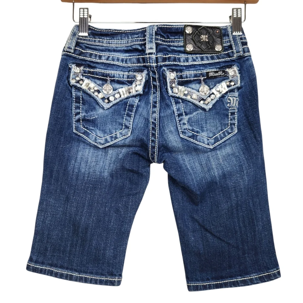 Miss Me Denim Crystal Embelleshed Bermuda Jean Shorts JK5755M6 Girls Size 12